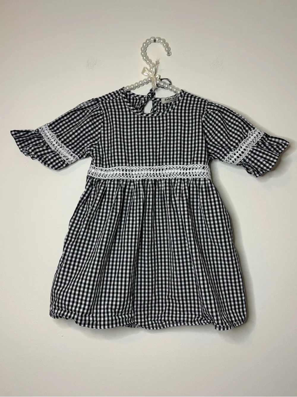 Zara Basic Girl Black and White Gingham A-line Dress